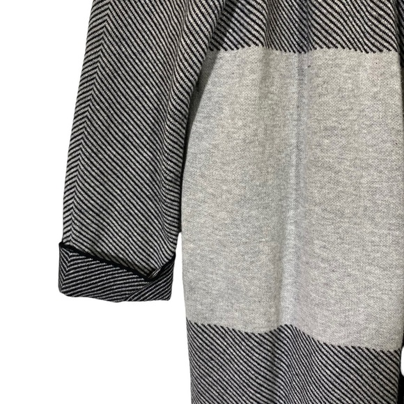 Kasper women's size XL color block duster open front cardigan sweater black grey - Picture 2 of 6